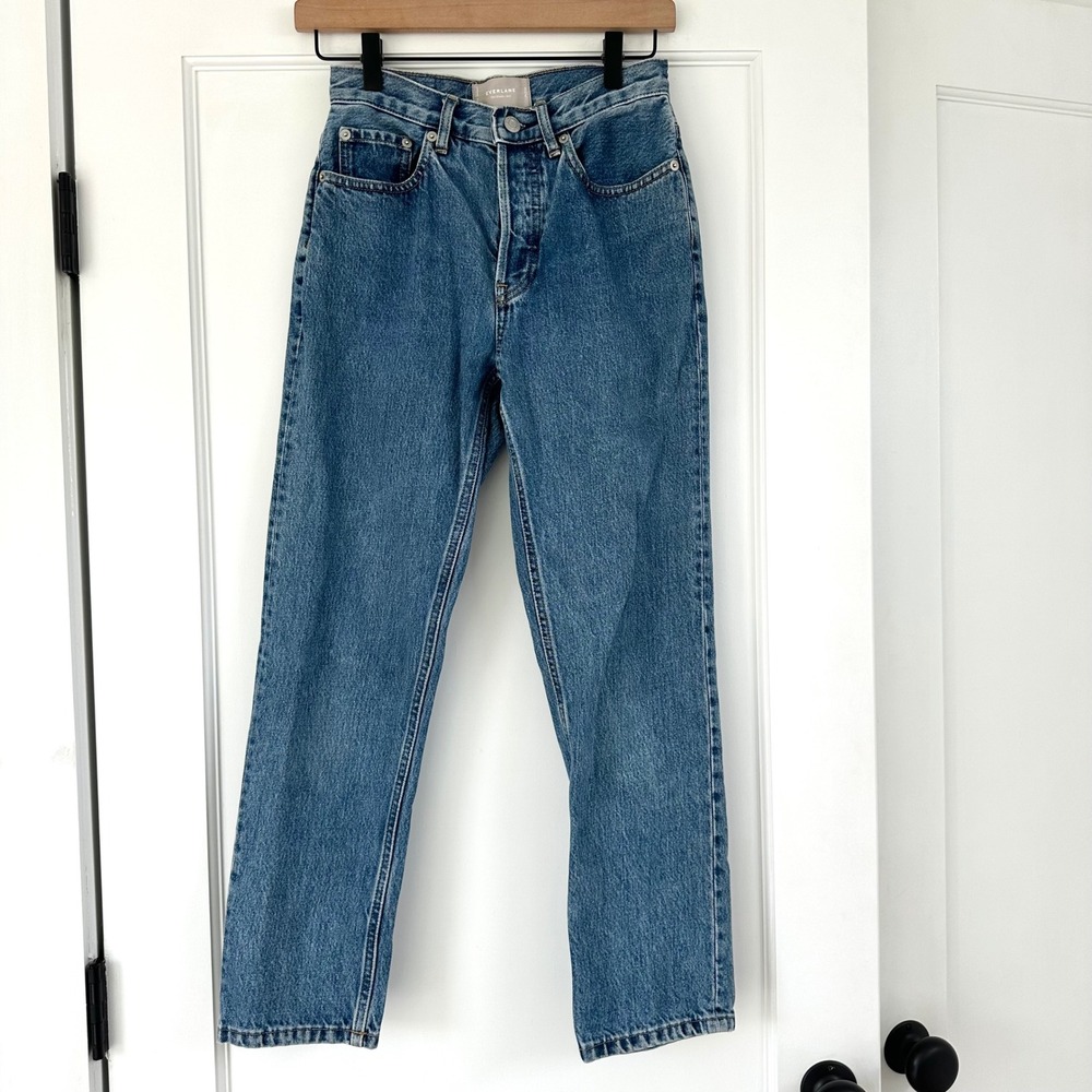 Everlane‎ The Cheeky Jean Crop High Rise Straight Leg Denim Blue Size 24